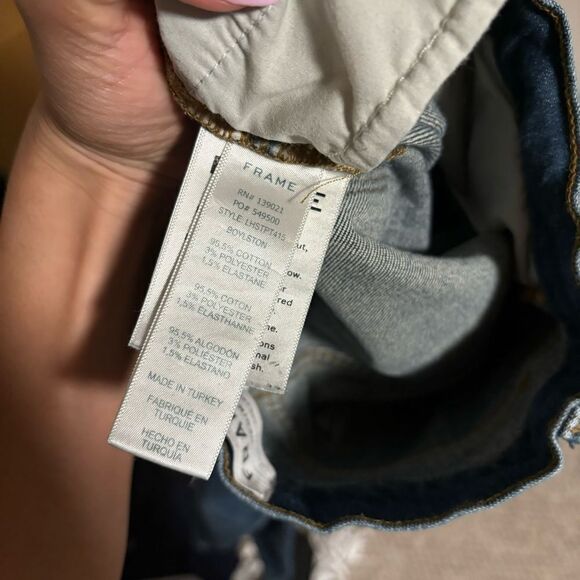 Frame Le Nouveau Straight Jeans Pinktuck Ankle Crop High Rise Boylston- Size 24 - Picture 10 of 10
